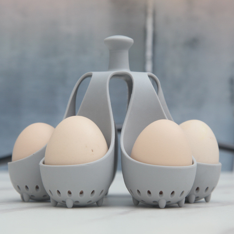 Hot Sale#Egg Cooker for Boiling Eggs4Small Round Thickened Silicone Egg Steamer for Home Use, Suitab