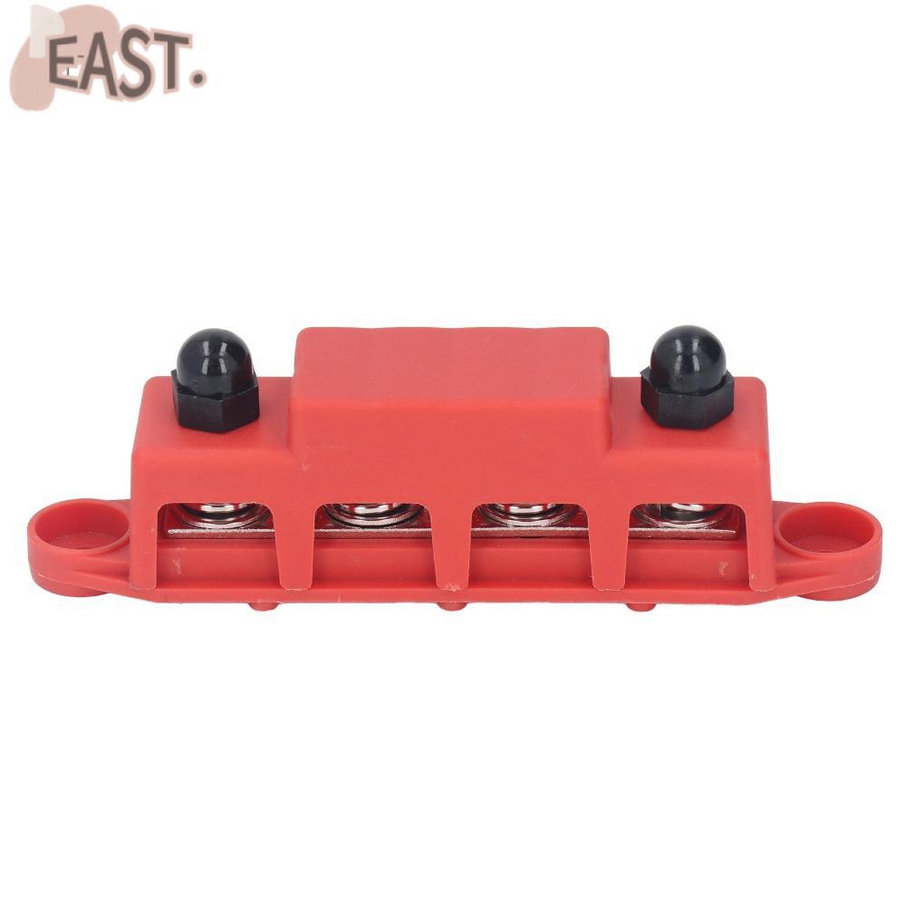 EASTS M10 Studs Bus Bar, M10 3/8 4 ตําแหน่ง 4 ตําแหน่ง Bus Bar, สกรู Terminals 48VDC 250A สีแดง/สีดํ