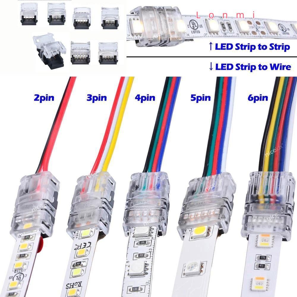 LONMI LED Strips Connector 4pin 5pin 6pin 2pin 3pin LED Strip to Wire Light การเชื่อมต่อสายไฟ