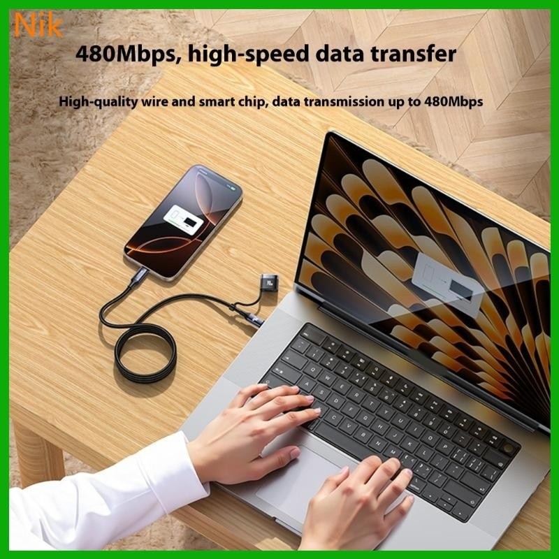 B.L.K.S. 3 In 1 Magnetic USB C Cable 2M Braided Cord 140W 240W Power Delivery Fast Charging Suitable