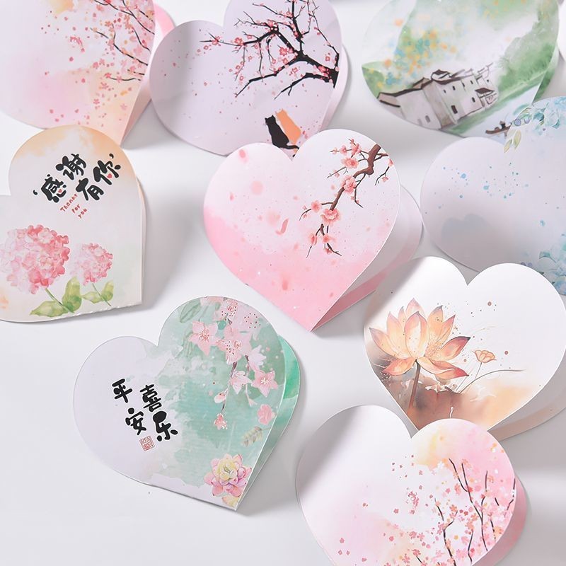 การ์ดรูปหัวใจการ์ตูน Wishing Cassette Lanyard หัวใจครึ่งพับ Wish Card ข้อความดอกไม้ Shop การ์ดอวยพรท