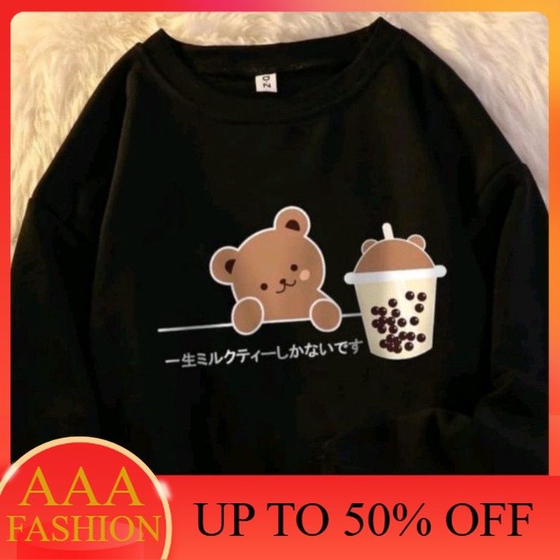 AAA FASHION Oversize Sweater Cute Bear Boba Babyterry Oversize Womens Sweater