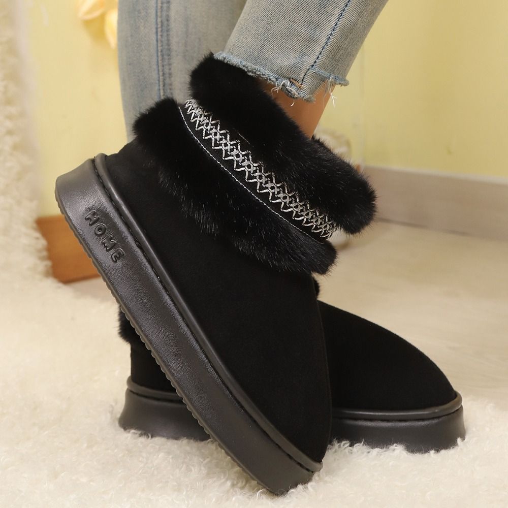 ไซเรน UZV รองเท้าบูทหุ้มข้อและรองเท้าแตะลายตุ๊กตาปุย พื้นกันลื่นอุ่น สำหรับฤดูหนาวในบ้าน - รูปที่ 7