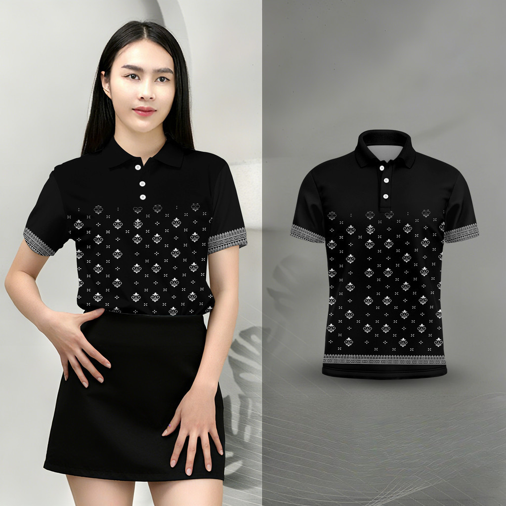 เสื้อโปโลแขนสั้นผู้หญิงสีดำสำหรับการแสดงความเสียใจในงานศพ