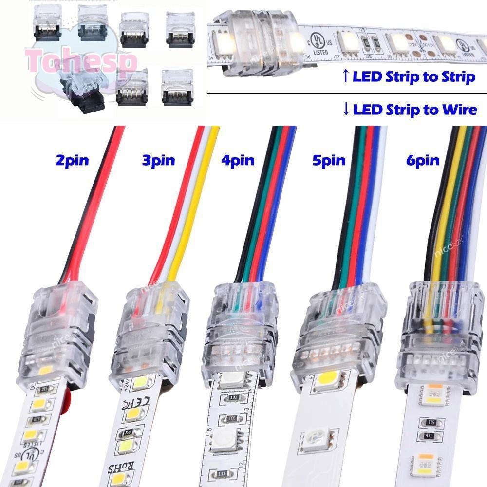 TOHESP LED Strips Connector 4pin 5pin 6pin เทอร์มินัลไฟฟ้า Splice การเชื่อมต่อสายไฟ