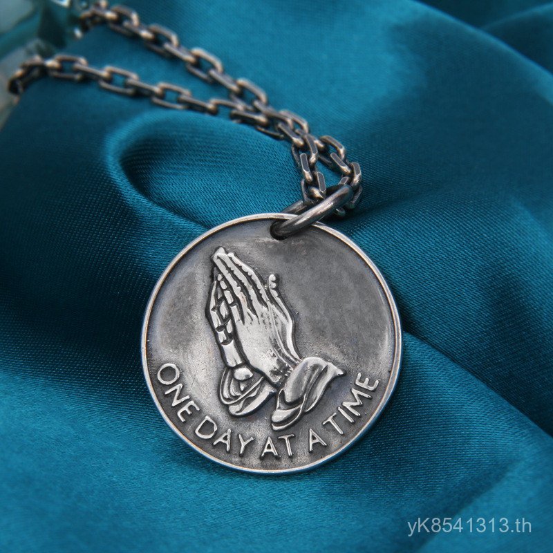 สร้อยคอสวดมนต์สำหรับชาย สเตอร์ลิงซิลเวอร์ s925 แบบเรโทรและทันสมัย O41K