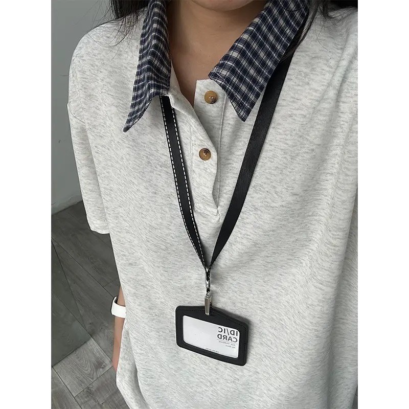 mave.matters gq เสื้อเชิ้ต เสื้อโปโลแขนสั้นคอปกเสื้อเชิ้ตลายสก๊อตสองชิ้นปลอมสไตล์อเมริกันเสื้อยืดแขน