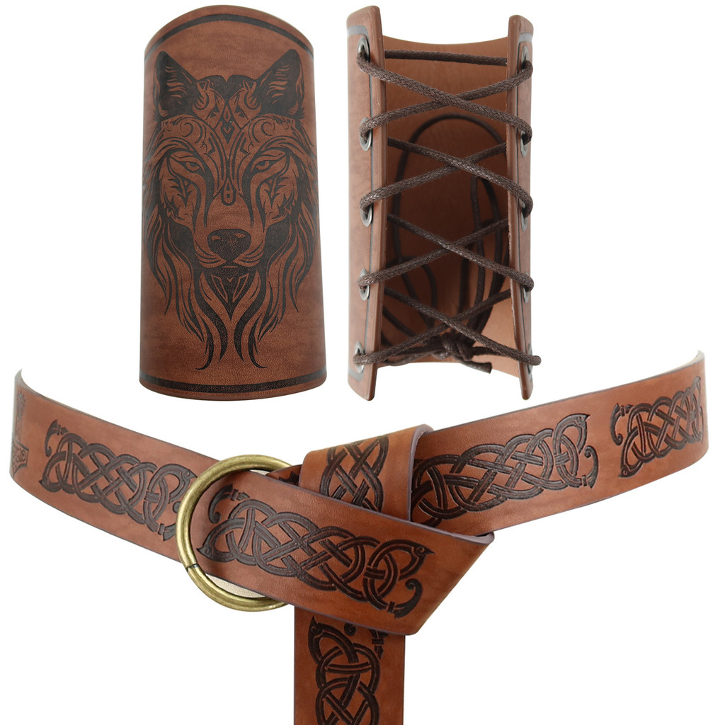 สายรัดข้อมือสไตล์ไวกิ้ง พร้อมโอริงและเข็มขัด เหมาะสำหรับคอสเพลย์และการประดับตกแต่ง .material CPVC