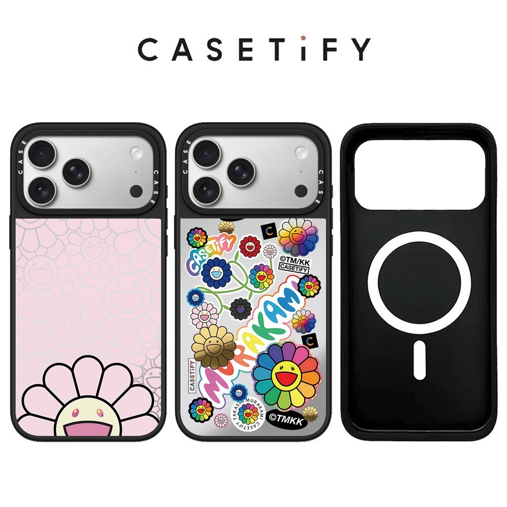 แม่เหล็กสีชมพูดอกทานตะวันกระจกเคสโทรศัพท์สําหรับ ไอโฟน 17 มือโปร สูงสุด 17อากาศ 16 15 14 13 12 11 กันกระแทกป้องกันปลอก