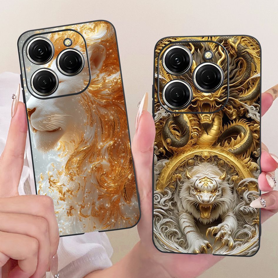 สําหรับ Tecno Spark 20 Pro Plus ฝาครอบ KJ7 Luxury Lion Dragon การ์ตูน Coque นุ่มเคสโทรศัพท์สําหรับ T