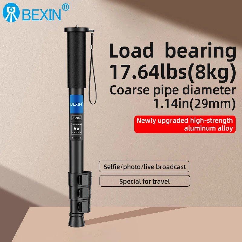 BEXIN P294B Professional อลูมิเนียม Monopod สําหรับ Canon Nikon Sony กล้อง DSLR กล้องวิดีโอ 4 ส่วนการถ่ายภาพ Bracket ราคา ถูกที่สุด ดีลบีเคเค