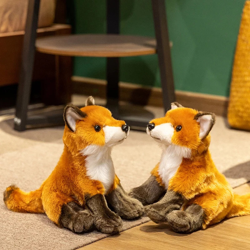 Reallife Fox Plushie Stuffed Wild Animals Lifelike Doll Home Decor Toys Simulated Fox Doll Kids Birt
