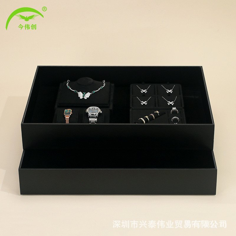 ถาดเครื่องประดับผลิตภัณฑ์ดูแหวนสร้อยคอสีดํา Xuyue ถาดเก็บเครื่องประดับปลอดภัยแปรงถาด TRL3