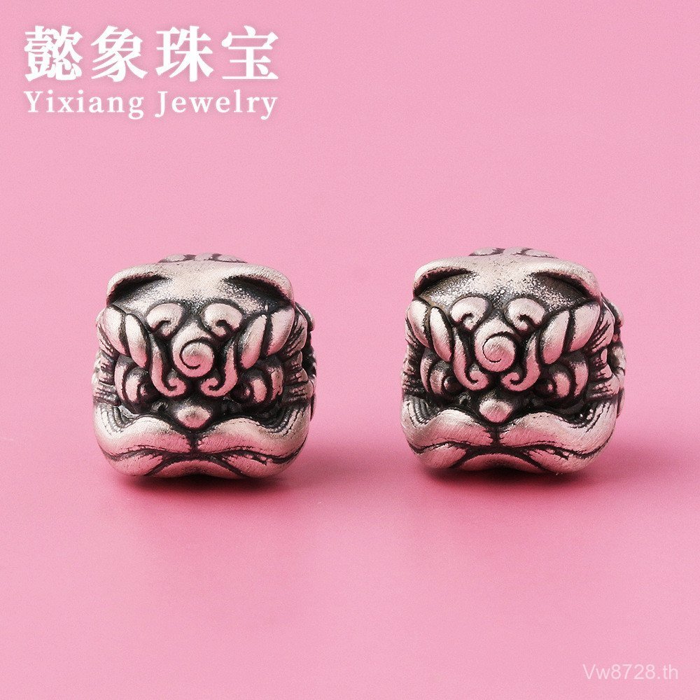 Retro Pixiu 999 อุปกรณ์เสริมทอลูกปัดวัสดุเงินบริสุทธิ์ Lion Wakening เครื่องประดับทําด้วยมือ Distres