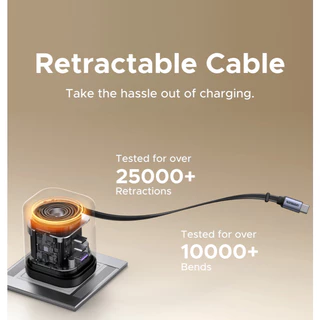 UGREEN Nexode GaN Charger 45-100W หัวชาร์จเร็ว 3 พอร์ต super fastcharging พร้อมสาย USBC แบบยืดหด รุ่น X606