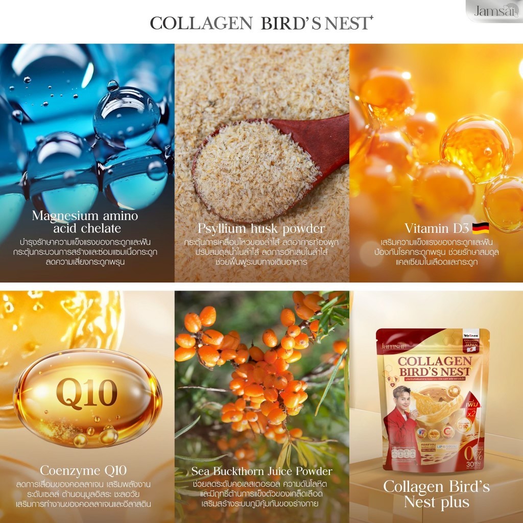 รังนกแจ่มใส [ ส่งจากบริษัท | ลดในไลฟ์ %] COLLAGEN BIRD’S NEST Jamsai คอลลาเจนรังนก แจ่มใส บำรุงกระดูก ข้อเข่า ราคา ถูกที่สุด ดีลบีเคเค แกลเลอรีภาพที่ 3