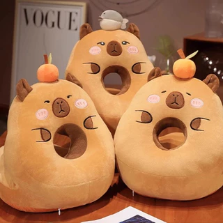 หมอนงีบ หมอนนอนออฟฟิศลายคาปิบารา (Capybara) หนานุ่ม มีรูหายใจ 2 วิธีใช้งาน ขนาด 35x30 ซม อุ่น/เย็น