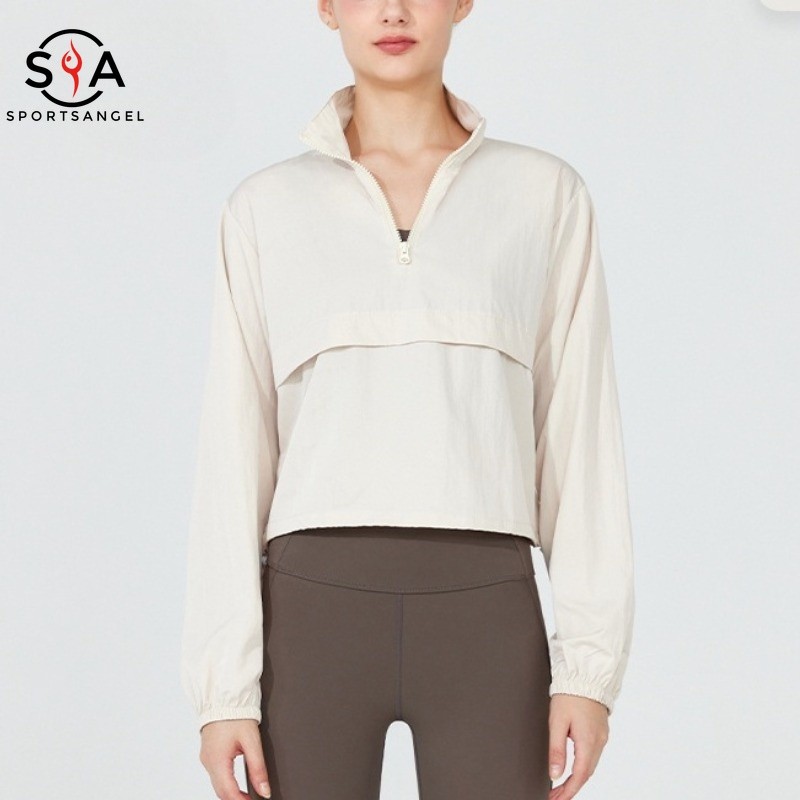 【Sportsangel】เสื้อแจ็กเก็ต มีซิป ปรับได้ ป้องกันรังสียูวี สําหรับออกกําลังกาย เล่นโยคะ วิ่ง ฟิตเนส