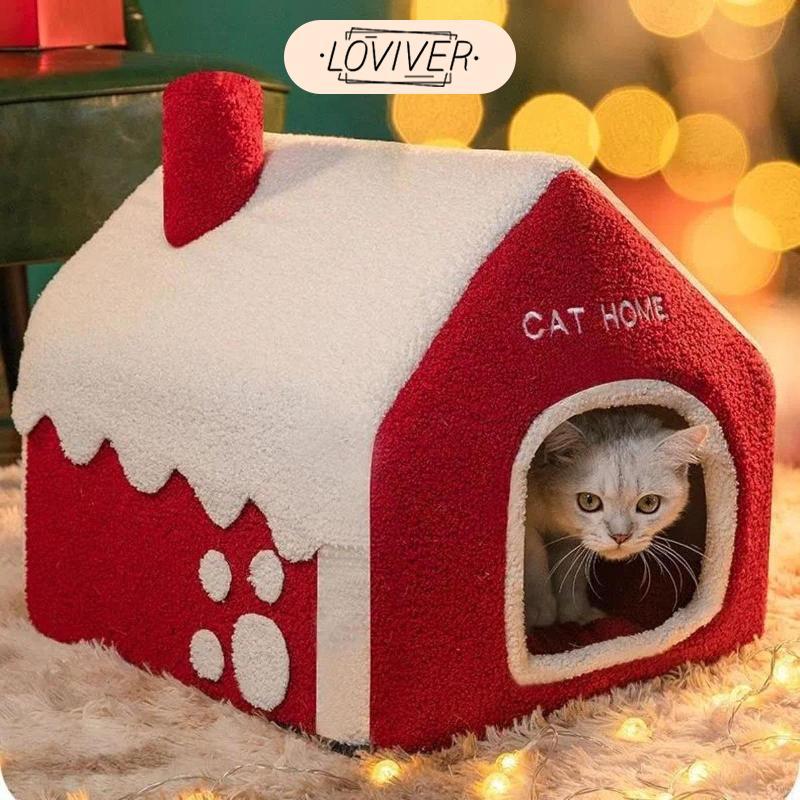 Snow House ที่นอนแมวสําหรับแมวในร่ม Funny Play & Sleep Puppy Kennel สัตว์เลี้ยงแบบพกพา Nest ตกแต่งงานรื่นเริงบ้านแมวที่สะดวกสบาย ราคา ถูกที่สุด ดีลบีเคเค