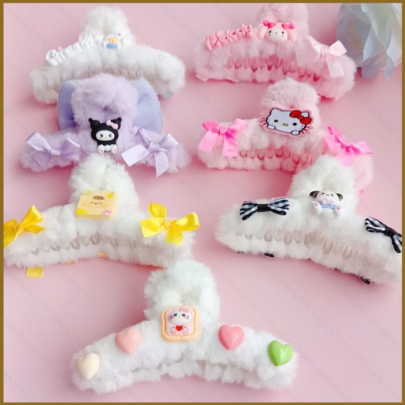 YT4 กิ๊บติดผมตุ๊กตา Cinnamoroll, Kuromi และ Melody ขนาดใหญ่ เครื่องประดับผมสำหรับผู้หญิง