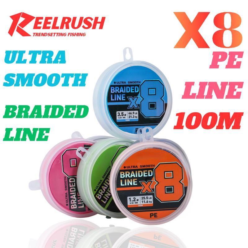 REELRUSH-SH X8 PE 100m 15-40lb หลากสีสันสดใสถูกใจวัยรุ่น | เคลือบผิวลื่นพิเศษ ไม่พันรอก ตีไกล ถึงใน 3 วัน