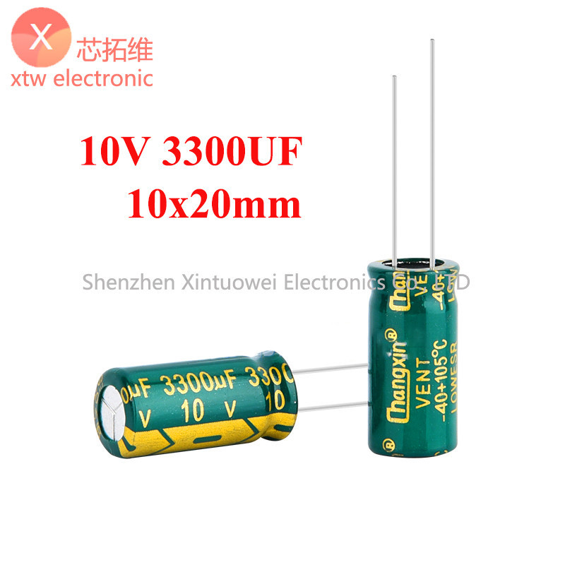 20 ชิ้น/ล็อต Electrolytic Capacitor 10V 3300UF 10x20 มม.ความถี่สูงความต้านทานต่ํา Long Life 3300UF10