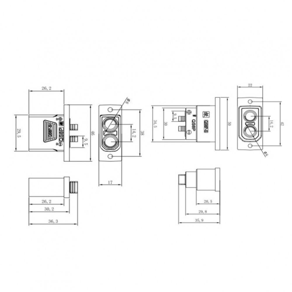 ขั้วต่อแบตเตอรี่ชายหญิง Perfect Fit QS8P S ออกแบบมาสําหรับพลังงานใหม่