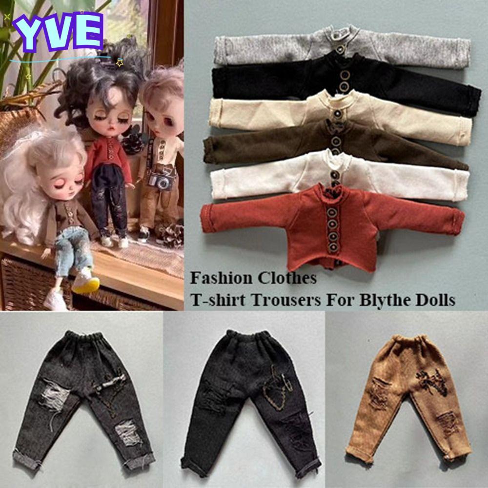 YVE เสื้อยืดกางเกง,แฟชั่น Mini Casual Top,คุณภาพสูงน่ารักDIY DENIMกางเกงสําหรับตุ๊กตาบลายธ์สําหรับOB
