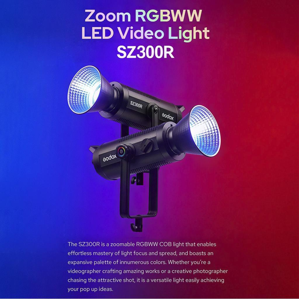 Mallcenter1he-th-sip-tw Godox SZ300R 330W Zoomable RGB LED Video Light Bi-Color Photography Lamp CRI