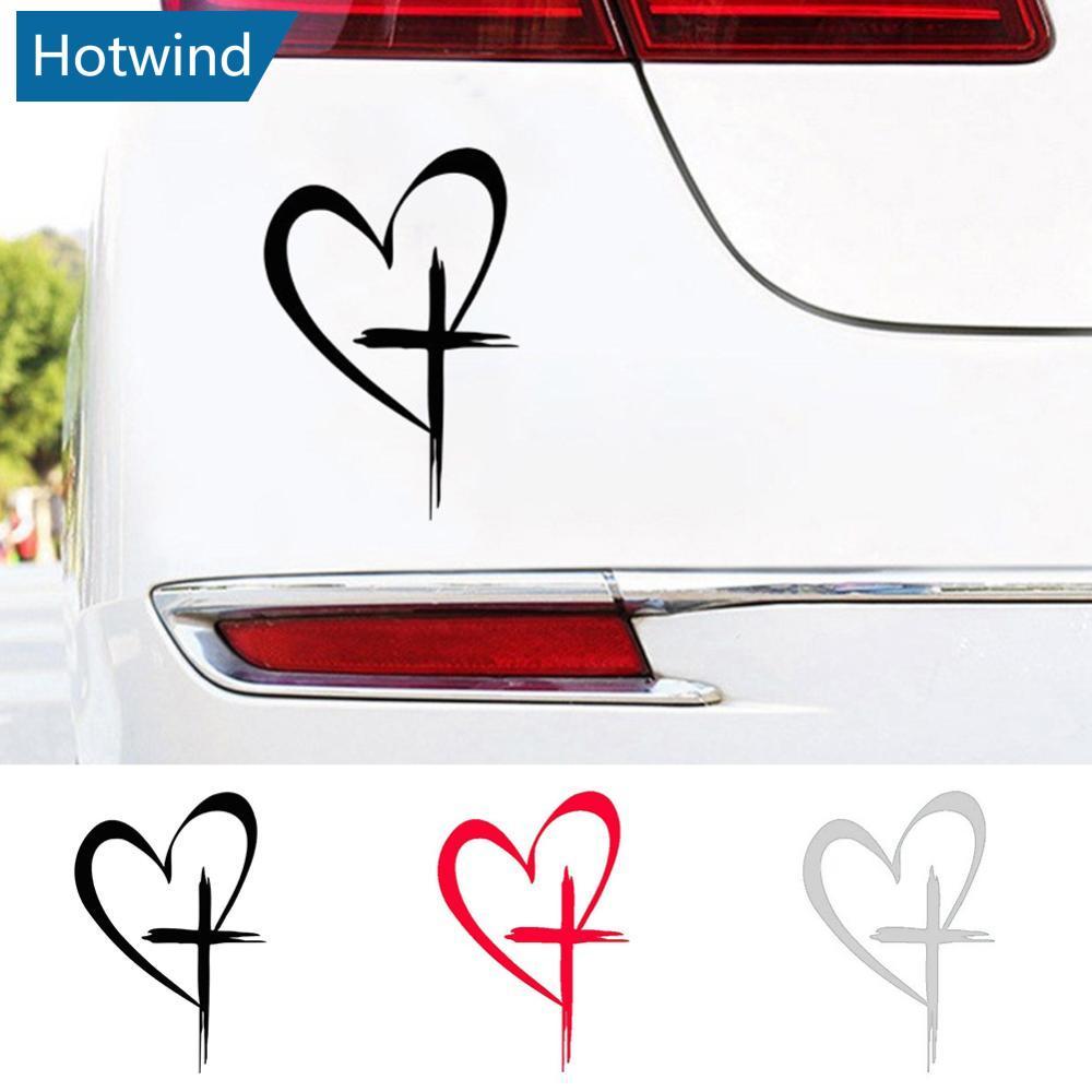 HW รถ Reflection สติกเกอร์หัวใจ Cross Design กันน้ําที่ถอดออกได้ Decal สําหรับหน้าต่างด้านหลังและกัน