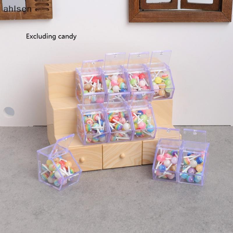 Ahlsen 1/12 ตุ๊กตาจําลองการจัดเก็บชั้นวางจอแสดงผลพร้อมตุ๊กตาอมยิ้มมินิซูเปอร์มาร์เก็ตตกแต่งฉากแกล้งท