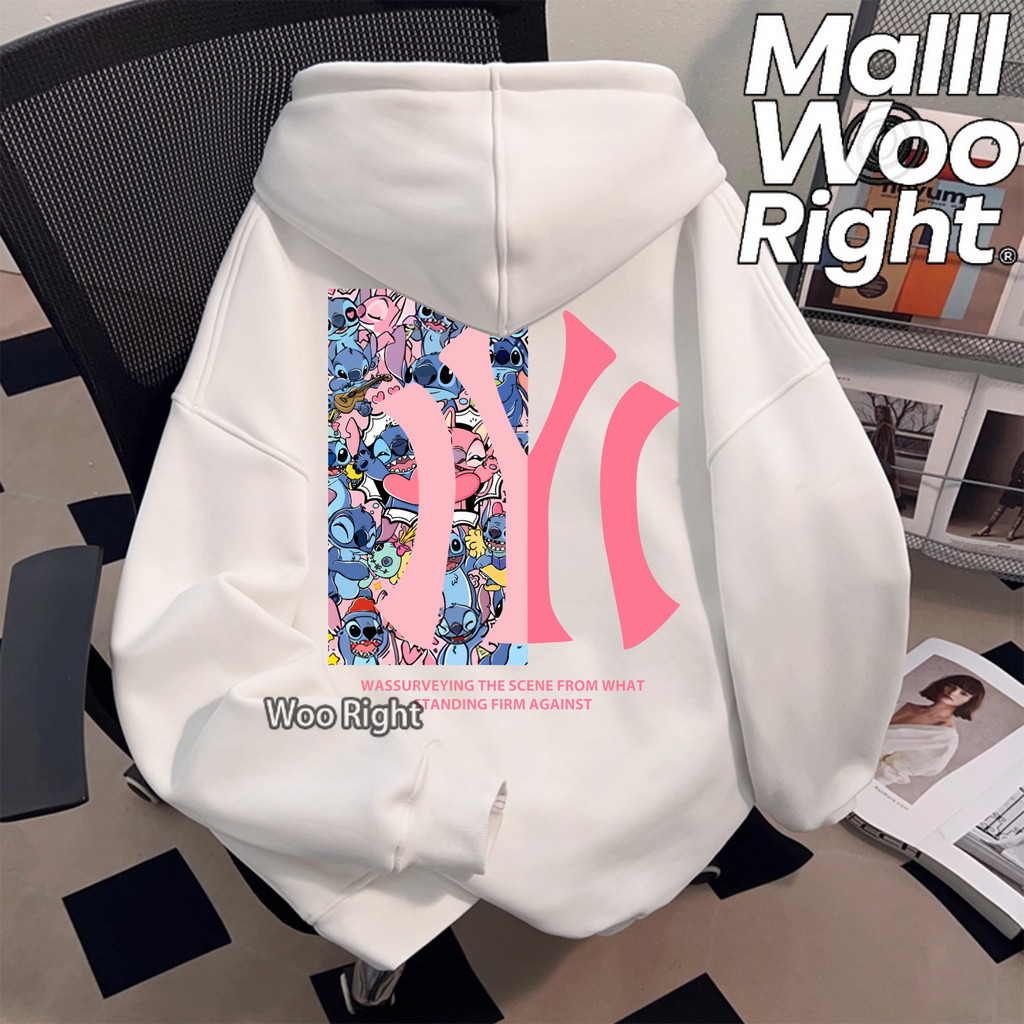 จัดส่งตลอด 24 ชั่วโมง Woo Right เสื้อคอกลมผู้ชาย สีพื้น Oversize COD ฮู้ดแขนยาว แฟชั่นเกาหลี