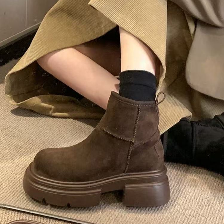 TX747 รองเท้าบูทกันหนาว  พื้นหนา6cm ซับในผ้าฟลีซอบอุ่นและหนา  รองบูทสั้น กันลื่น รองเท้าบูทมาร์ติน - รูปที่ 3