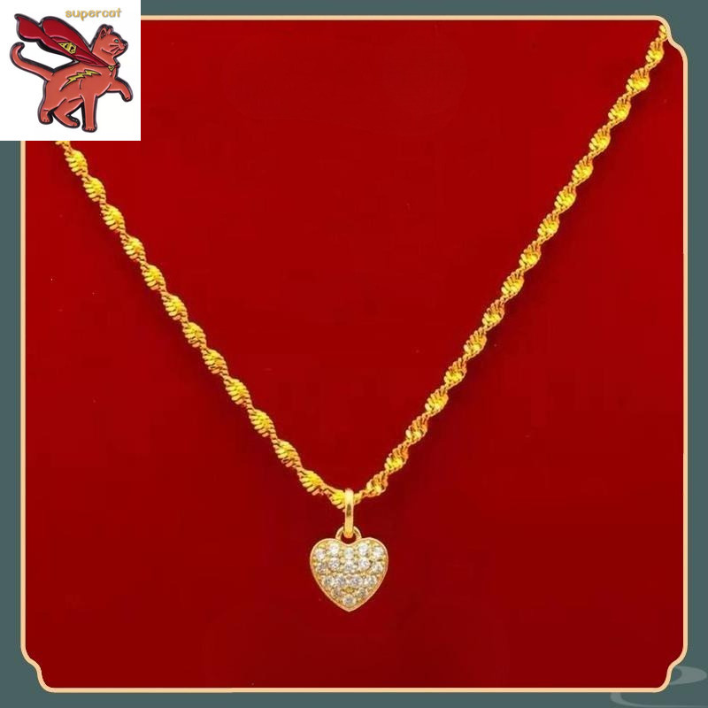 สร้อยคอทองคำซาวดิ 18K พร้อมเพชรซิทรินหัวใจและเชือกเกลียว สำหรับเป็นของขวัญ