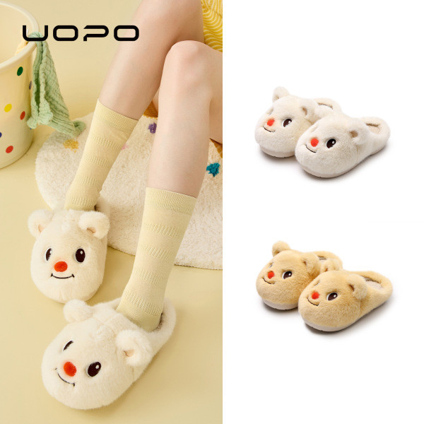 รองเท้าแตะ รองเท้า gentlewoman รองเท้าแตะแบบการ์ตูนหมีผ้าฝ้ายสำหรับผู้หญิง สไตล์ใหม่ๆ ใช้ได้ในฤดูหนาว สำหรับใช้ภายในบ้าน เพิ่มความสบายด้วยขนแกะหนา