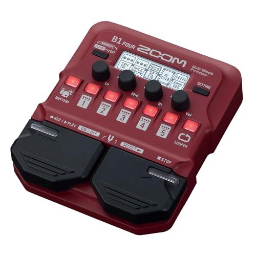 ZOOM B1 FOUR Multi-Effects Pedal for Bass Lightweight and Compact with 65 Effects 9 Amp Cabinet Mode