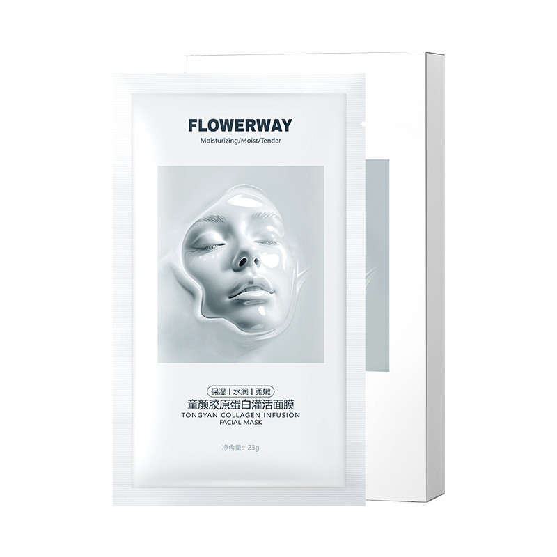FLOWERWAY มาส์กหน้าคอลลาเจนสําหรับเด็กให้ความชุ่มชื้นกระชับสดใสสีผิวรูขุมขนหดตัว 11.25 B