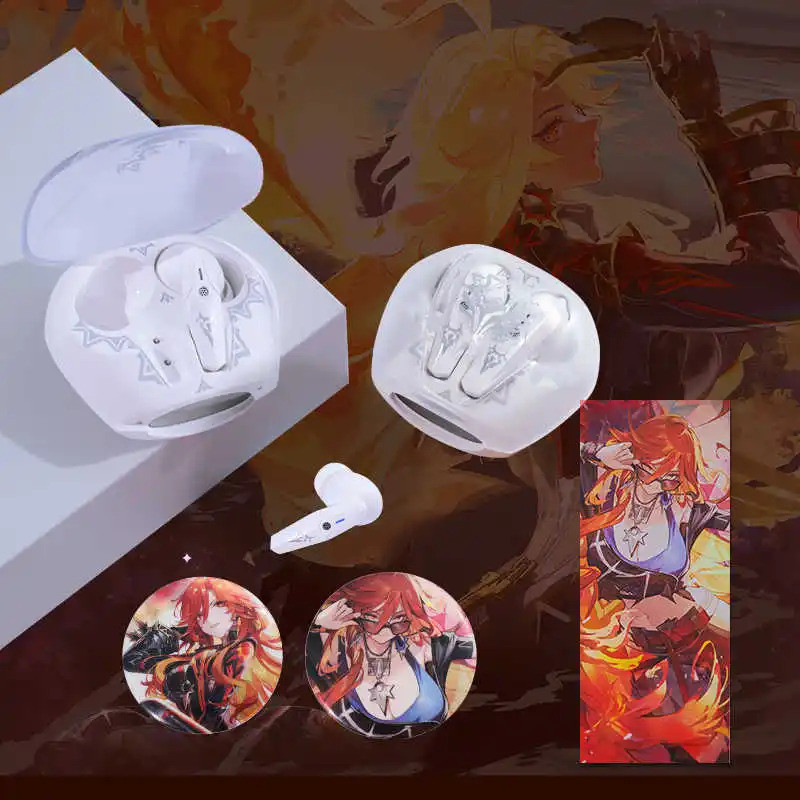 เกม Genshin Impact หูฟัง Mavuika ชุดหูฟังบลูทูธ 5.3 ที่กําหนดเองหูฟังตัดเสียงรบกวนแบบแอคทีฟ Doujin ค