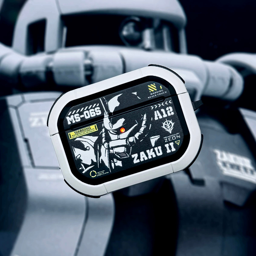 Zagu สีดําสีขาวกันดั้มหูฟังเหมาะสําหรับ AirPodsPro3 เคสป้องกัน Zeon Mecha เหมาะสําหรับ AirPods 4th Generation หูฟังกรณี Creative หูฟัง Street สวมใส่ Shock-resistant กรณี