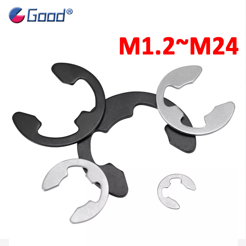 M1.2 M1.5 M2 M2.5 M3 M3.5 M4 M4.5 M5 สีดํา 65Mn เหล็ก/304 สแตนเลส E คลิป Circlip ยึดแหวนเครื่องซักผ้