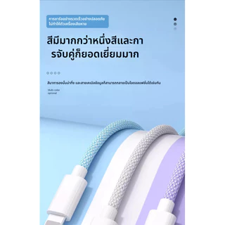 สายชาร์จ สีพาสเทล ชาร์จเร็ว 66W PD ความยาว 1/1.5/2 เมตร Type-C เป็น Li.Type-C เป็น Type-C ใช้ได้กับ i&P 8–17 ชาร์จเร็ว
