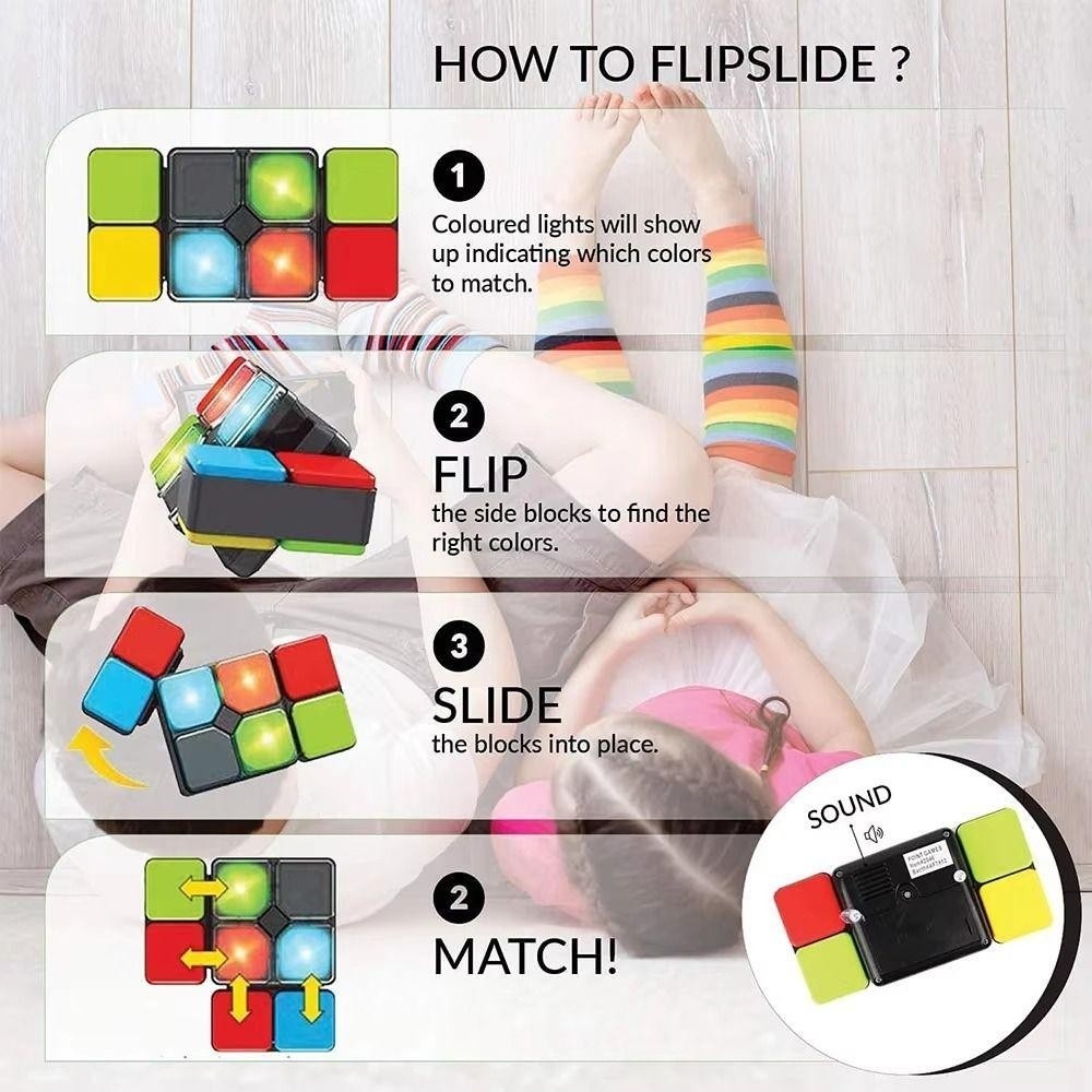 USNOW Electronic Magic Cube Memory Game Plastic Led Light Glow Music Magic Cube Flipslide Puzzle Game Change Match Intelligence Kids Toy - รูปที่ 4