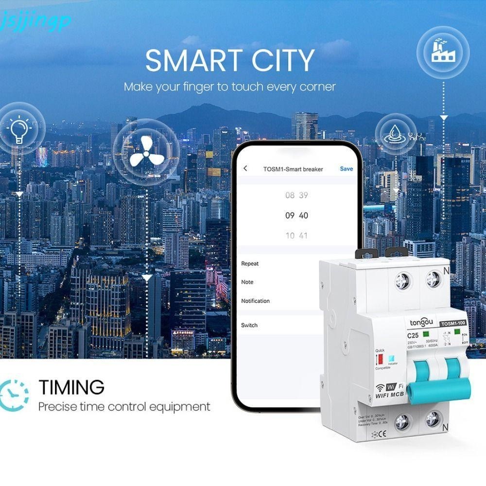 Jsjjingp Wireless Remote Control Switch 4P Overvoltage Protection Design Wireless Internet Smart Cir