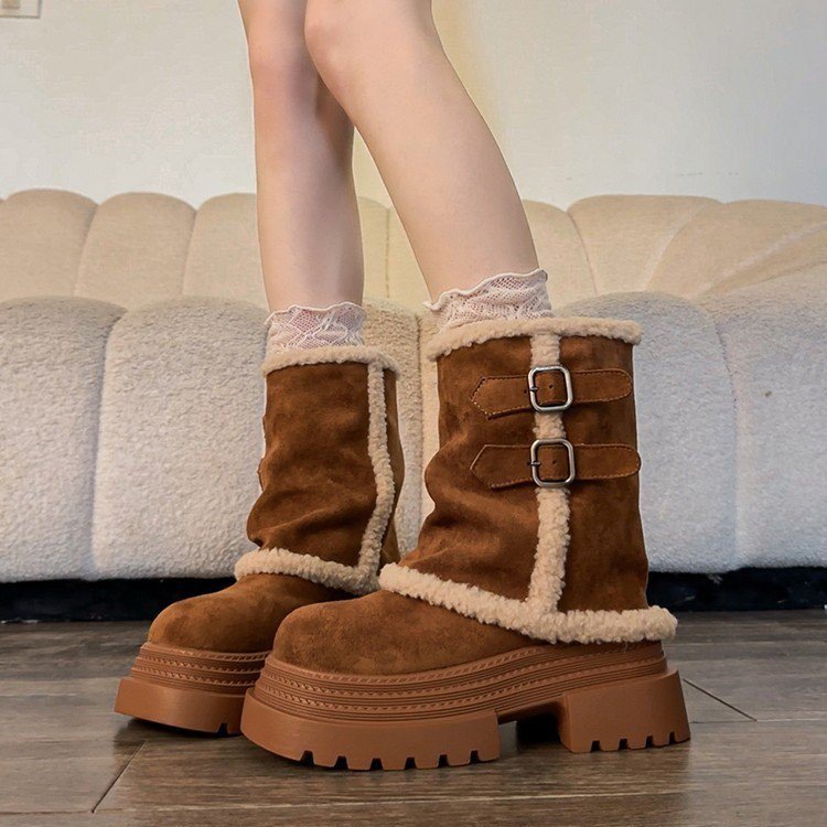 รองเท้าสุภาพสตรี สไตล์ Retro แบบ Mid-Tube ใส่สบาย ทนทาน มีจำหน่ายในราคาพิเศษ