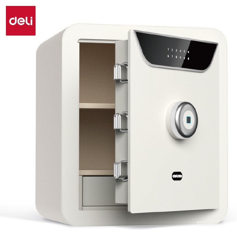 Deli AE391-Z กล่องฝากรหัสผ่านลายนิ้วมือ H450 Anti-theft Double Alarm In-Cabinet Safe