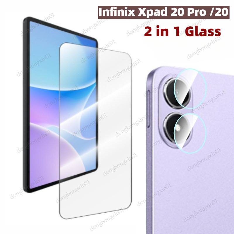 2 in 1 สําหรับ Infinix Xpad 20 Pro 12 นิ้ว 2025 HD กระจกนิรภัยฟิล์มแท็บเล็ตหน้าจอกล้องสําหรับ INFINI