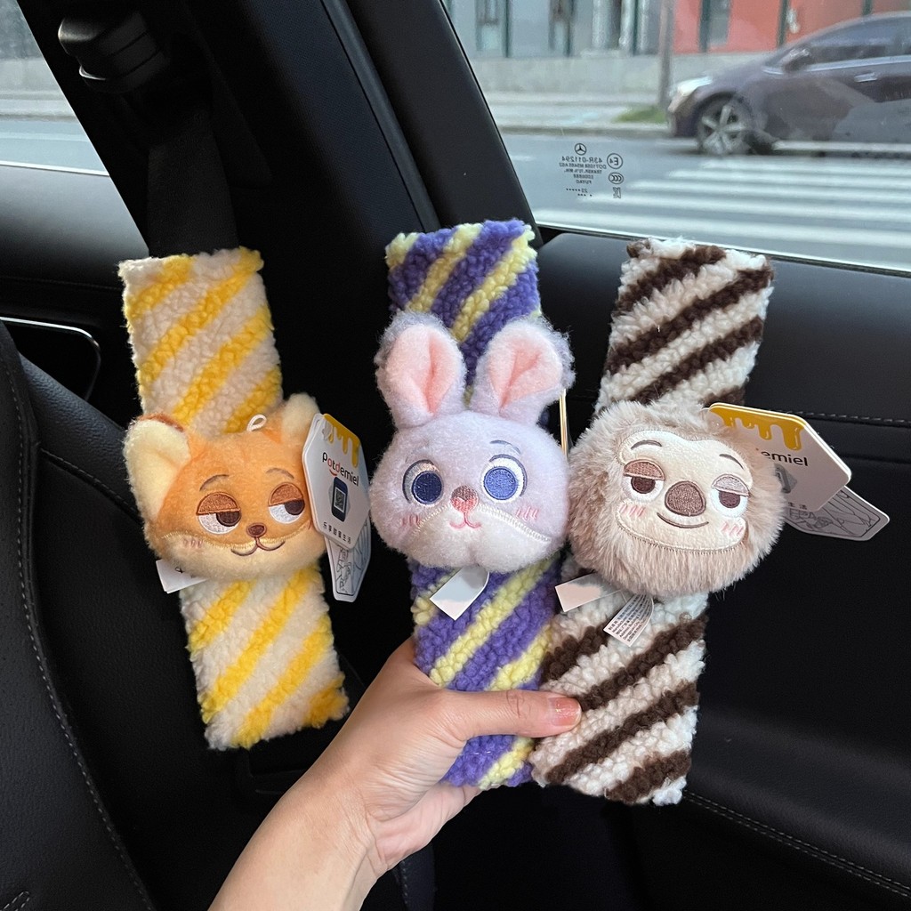 Zootopia Judy Nick Car Seat Belt Shoulder Pad Car Seat Belt Cover อุปกรณ์ตกแต่งภายในรถยนต์