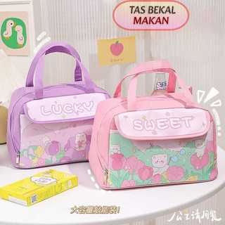 Tas Bekal Makan Motif Kartun Lucu / Lunch Bag Aluminium Foil / Tas Makan Cooler Box Makanan Anak Dewasa