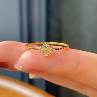 แหวนไทเทเนียมเหล็กลายโคลเวอร์แห่งความโชคดี สวยงามและเรียบง่า…