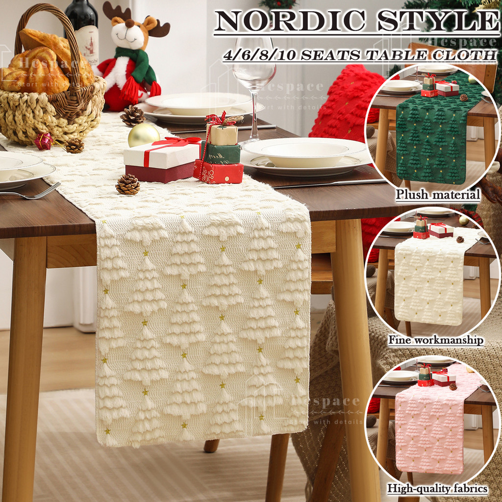 ผืนปูโต๊ะพรีเมียม ในสไตล์นอร์ดิก ออกแบบลายต้นคริสต์มาสเพื่อกันฝุ่น เหมาะสำหรับการตกแต่งบ้านในช่วงเทศกาลอื่น ๆ
